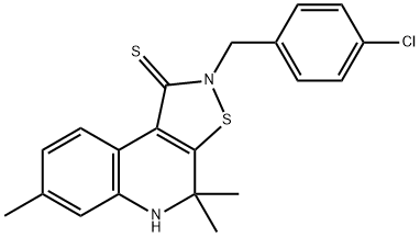 2-(4-chlorobenzyl)-4,4,7-trimethyl-4,5-dihydroisothiazolo[5,4-c]quinoline-1(2H)-thione,332019-78-0,结构式