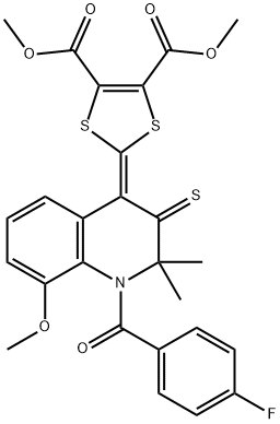 dimethyl 2-(1-(4-fluorobenzoyl)-8-methoxy-2,2-dimethyl-3-thioxo-2,3-dihydro-4(1H)-quinolinylidene)-1,3-dithiole-4,5-dicarboxylate 结构式