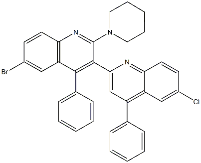 332020-05-0 6'-bromo-6-chloro-2'-(1-piperidinyl)-2,3'-bis[4-phenylquinoline]