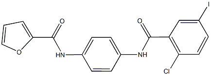 N-{4-[(2-chloro-5-iodobenzoyl)amino]phenyl}-2-furamide Struktur