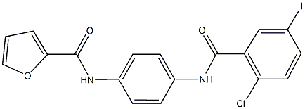 N-{4-[(2-chloro-5-iodobenzoyl)amino]phenyl}-2-furamide,332020-34-5,结构式