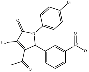 4-acetyl-1-(4-bromophenyl)-3-hydroxy-5-{3-nitrophenyl}-1,5-dihydro-2H-pyrrol-2-one 化学構造式