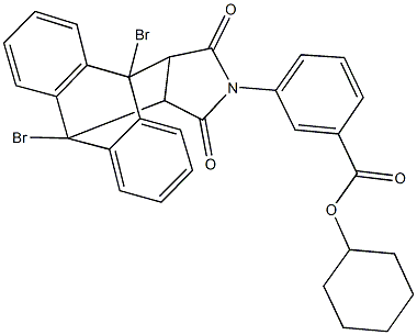 cyclohexyl 3-(1,8-dibromo-16,18-dioxo-17-azapentacyclo[6.6.5.0~2,7~.0~9,14~.0~15,19~]nonadeca-2,4,6,9,11,13-hexaen-17-yl)benzoate Struktur