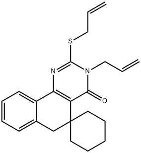 3-allyl-2-(allylsulfanyl)-5,6-dihydrospiro(benzo[h]quinazoline-5,1'-cyclohexane)-4(3H)-one 化学構造式