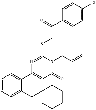 3-allyl-2-{[2-(4-chlorophenyl)-2-oxoethyl]sulfanyl}-5,6-dihydrospiro(benzo[h]quinazoline-5,1'-cyclohexane)-4(3H)-one Structure