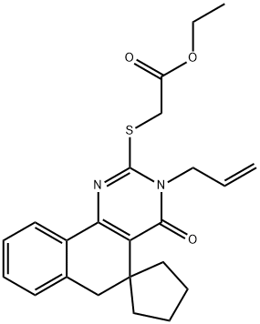 ethyl {[3-allyl-4-oxo-3,4,5,6-tetrahydrospiro(benzo[h]quinazoline-5,1'-cyclopentane)-2-yl]sulfanyl}acetate Structure