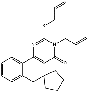 3-allyl-2-(allylsulfanyl)-5,6-dihydrospiro(benzo[h]quinazoline-5,1'-cyclopentane)-4(3H)-one 结构式