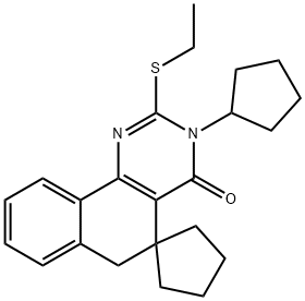 3-cyclopentyl-2-(ethylsulfanyl)-5,6-dihydrospiro(benzo[h]quinazoline-5,1'-cyclopentane)-4(3H)-one 化学構造式