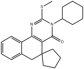 3-cyclohexyl-2-(methylsulfanyl)-5,6-dihydrospiro(benzo[h]quinazoline-5,1'-cyclopentane)-4(3H)-one,332024-66-5,结构式