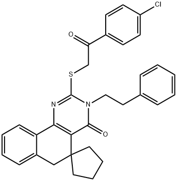 2-{[2-(4-chlorophenyl)-2-oxoethyl]sulfanyl}-3-(2-phenylethyl)-5,6-dihydro-4(3H)-oxospiro(benzo[h]quinazoline-5,1