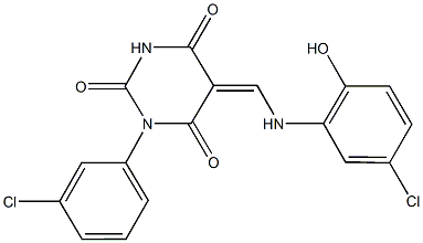 5-[(5-chloro-2-hydroxyanilino)methylene]-1-(3-chlorophenyl)-2,4,6(1H,3H,5H)-pyrimidinetrione Structure