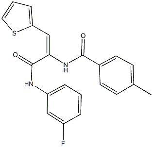 N-[1-[(3-fluoroanilino)carbonyl]-2-(2-thienyl)vinyl]-4-methylbenzamide,332030-92-9,结构式