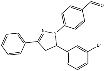 4-[5-(3-bromophenyl)-3-phenyl-4,5-dihydro-1H-pyrazol-1-yl]benzaldehyde 化学構造式