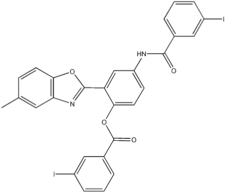 4-{[(3-iodophenyl)carbonyl]amino}-2-(5-methyl-1,3-benzoxazol-2-yl)phenyl 3-iodobenzoate,332032-08-3,结构式
