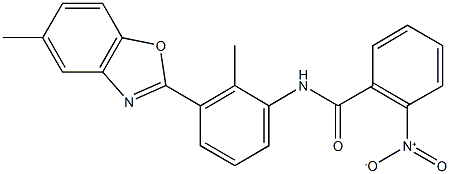 2-nitro-N-[2-methyl-3-(5-methyl-1,3-benzoxazol-2-yl)phenyl]benzamide Struktur