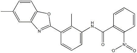 2-nitro-N-[2-methyl-3-(5-methyl-1,3-benzoxazol-2-yl)phenyl]benzamide 结构式