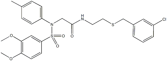 N-{2-[(3-chlorobenzyl)sulfanyl]ethyl}-2-{[(3,4-dimethoxyphenyl)sulfonyl]-4-methylanilino}acetamide Structure