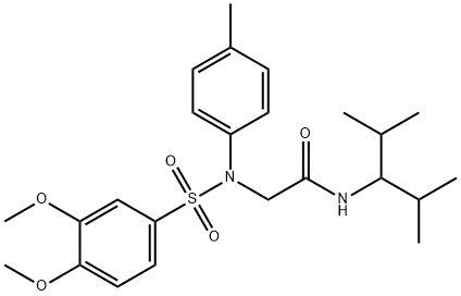 2-{[(3,4-dimethoxyphenyl)sulfonyl]-4-methylanilino}-N-(1-isopropyl-2-methylpropyl)acetamide|