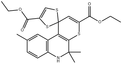 diethyl 5',5',9'-trimethyl-5',6'-dihydrospiro[1,3-dithiole-2,1'-(1'H)-thiopyrano[2,3-c]quinoline]-3',4-dicarboxylate Structure