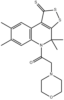 4,4,7,8-tetramethyl-5-(4-morpholinylacetyl)-4,5-dihydro-1H-[1,2]dithiolo[3,4-c]quinoline-1-thione 化学構造式