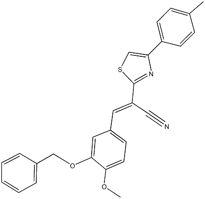 3-[3-(benzyloxy)-4-methoxyphenyl]-2-[4-(4-methylphenyl)-1,3-thiazol-2-yl]acrylonitrile Structure