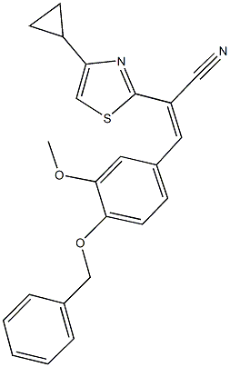 3-[4-(benzyloxy)-3-methoxyphenyl]-2-(4-cyclopropyl-1,3-thiazol-2-yl)acrylonitrile 结构式