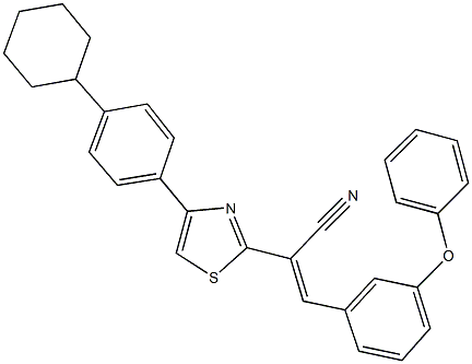 2-[4-(4-cyclohexylphenyl)-1,3-thiazol-2-yl]-3-(3-phenoxyphenyl)acrylonitrile,332045-62-2,结构式