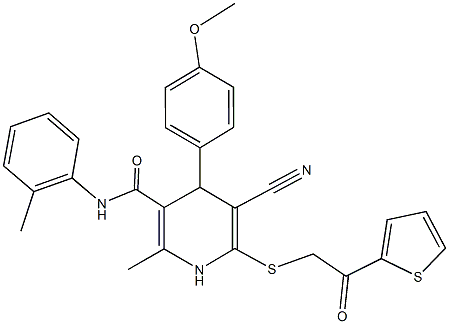 332050-56-3 5-cyano-4-(4-methoxyphenyl)-2-methyl-N-(2-methylphenyl)-6-{[2-oxo-2-(2-thienyl)ethyl]sulfanyl}-1,4-dihydro-3-pyridinecarboxamide