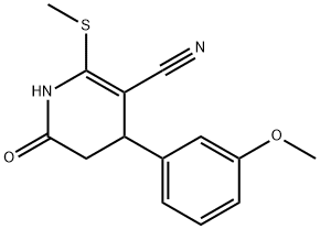 4-(3-methoxyphenyl)-2-(methylsulfanyl)-6-oxo-1,4,5,6-tetrahydro-3-pyridinecarbonitrile 结构式