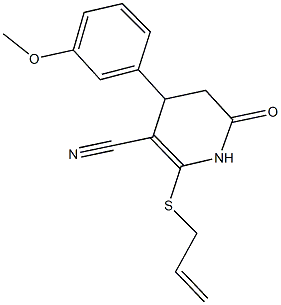 2-(allylsulfanyl)-4-(3-methoxyphenyl)-6-oxo-1,4,5,6-tetrahydro-3-pyridinecarbonitrile Struktur