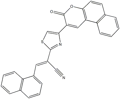 3-(1-naphthyl)-2-[4-(3-oxo-3H-benzo[f]chromen-2-yl)-1,3-thiazol-2-yl]acrylonitrile,332051-89-5,结构式