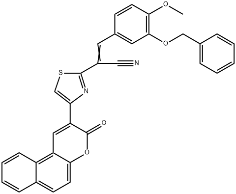 3-[3-(benzyloxy)-4-methoxyphenyl]-2-[4-(3-oxo-3H-benzo[f]chromen-2-yl)-1,3-thiazol-2-yl]acrylonitrile 结构式