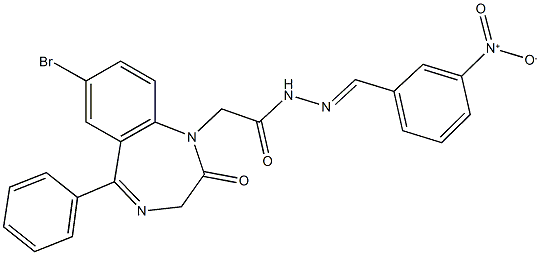 2-(7-bromo-2-oxo-5-phenyl-2,3-dihydro-1H-1,4-benzodiazepin-1-yl)-N'-{3-nitrobenzylidene}acetohydrazide,332052-78-5,结构式