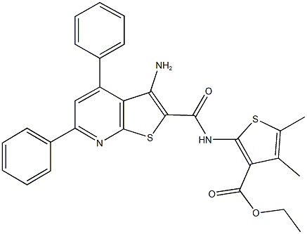 ethyl 2-{[(3-amino-4,6-diphenylthieno[2,3-b]pyridin-2-yl)carbonyl]amino}-4,5-dimethyl-3-thiophenecarboxylate Structure