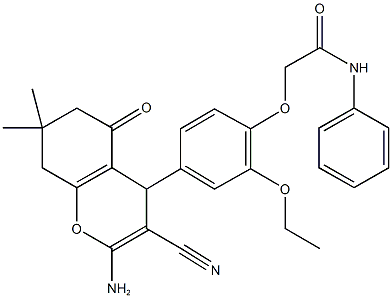 332053-41-5 2-[4-(2-amino-3-cyano-7,7-dimethyl-5-oxo-5,6,7,8-tetrahydro-4H-chromen-4-yl)-2-ethoxyphenoxy]-N-phenylacetamide