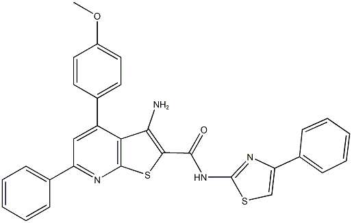 332053-70-0 3-amino-4-(4-methoxyphenyl)-6-phenyl-N-(4-phenyl-1,3-thiazol-2-yl)thieno[2,3-b]pyridine-2-carboxamide