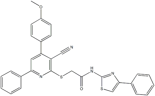 332053-79-9 2-{[3-cyano-4-(4-methoxyphenyl)-6-phenyl-2-pyridinyl]sulfanyl}-N-(4-phenyl-1,3-thiazol-2-yl)acetamide