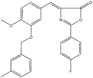 2-(4-fluorophenyl)-4-{4-methoxy-3-[(3-methylbenzyl)oxy]benzylidene}-1,3-oxazol-5(4H)-one Structure