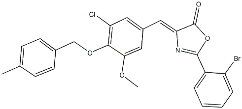2-(2-bromophenyl)-4-{3-chloro-5-methoxy-4-[(4-methylbenzyl)oxy]benzylidene}-1,3-oxazol-5(4H)-one Structure
