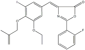 4-{3-ethoxy-5-iodo-4-[(2-methyl-2-propenyl)oxy]benzylidene}-2-(2-fluorophenyl)-1,3-oxazol-5(4H)-one Struktur