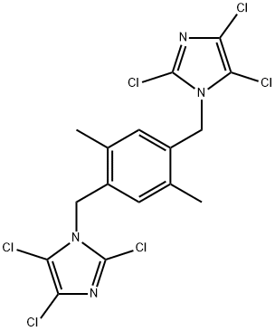 2,4,5-trichloro-1-{2,5-dimethyl-4-[(2,4,5-trichloro-1H-imidazol-1-yl)methyl]benzyl}-1H-imidazole 结构式