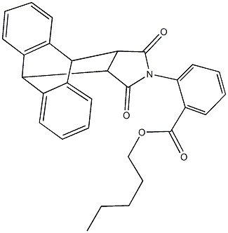 pentyl 2-(16,18-dioxo-17-azapentacyclo[6.6.5.0~2,7~.0~9,14~.0~15,19~]nonadeca-2,4,6,9,11,13-hexaen-17-yl)benzoate 化学構造式