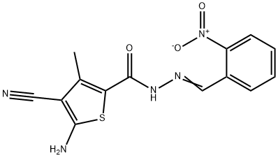 5-amino-4-cyano-N'-{2-nitrobenzylidene}-3-methyl-2-thiophenecarbohydrazide Structure