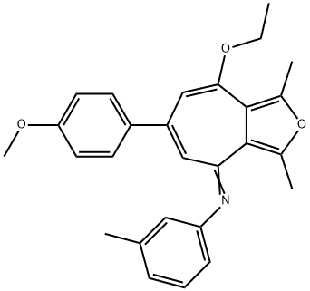 N-[8-ethoxy-6-(4-methoxyphenyl)-1,3-dimethyl-4H-cyclohepta[c]furan-4-ylidene]-N-(3-methylphenyl)amine Structure