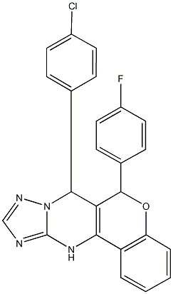7-(4-chlorophenyl)-6-(4-fluorophenyl)-7,12-dihydro-6H-chromeno[4,3-d][1,2,4]triazolo[1,5-a]pyrimidine 结构式