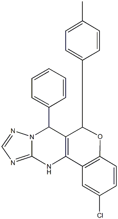 2-chloro-6-(4-methylphenyl)-7-phenyl-7,12-dihydro-6H-chromeno[4,3-d][1,2,4]triazolo[1,5-a]pyrimidine 结构式