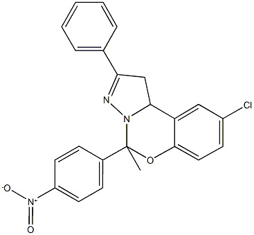 9-chloro-5-{4-nitrophenyl}-5-methyl-2-phenyl-1,10b-dihydropyrazolo[1,5-c][1,3]benzoxazine 结构式