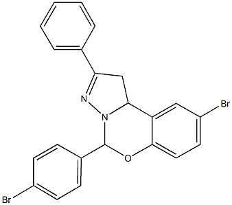 9-bromo-5-(4-bromophenyl)-2-phenyl-1,10b-dihydropyrazolo[1,5-c][1,3]benzoxazine,332060-22-7,结构式