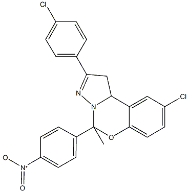 9-chloro-2-(4-chlorophenyl)-5-{4-nitrophenyl}-5-methyl-1,10b-dihydropyrazolo[1,5-c][1,3]benzoxazine Structure