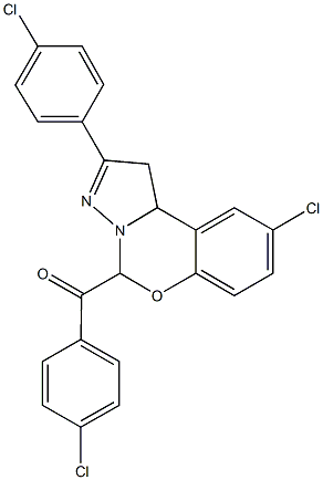 [9-chloro-2-(4-chlorophenyl)-1,10b-dihydropyrazolo[1,5-c][1,3]benzoxazin-5-yl](4-chlorophenyl)methanone,332060-50-1,结构式
